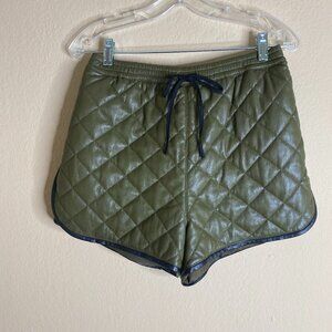 self-portrait quilted faux leather shorts